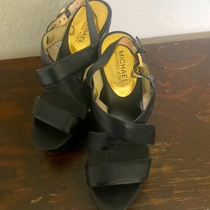 Great condition Micheal Kors black leather wedges